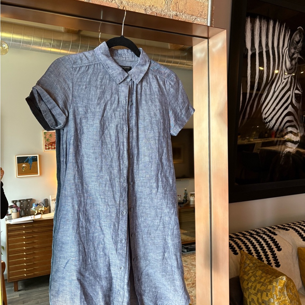 Casual Blue Button-Up Dress